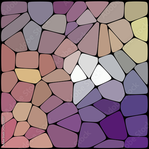 Abstract mosaic pattern. Abstract background consisting of elements of different shapes arranged in a mosaic style. Vector illustration. Purple, beige colors.
