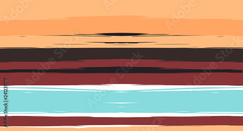 Brown, Black, Blue Vector Seamless Summer Pattern Narrow Sailor Stripes. Trendy Textured Horizontal Hipster Lines, Paintbrush Male Fabric Design. Vector Watercolor Seamless Stripes Track Background.