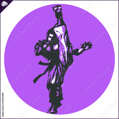 Martial art colored simbol design. Karate emblem.