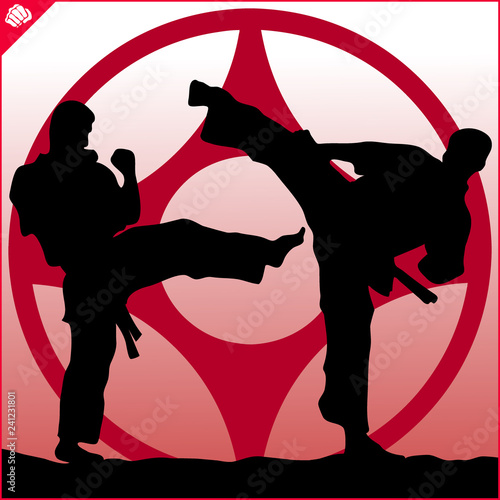 Martial art colored simbol design. Karate emblem.
