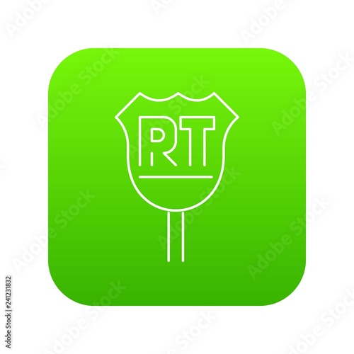 RT sign icon green vector isolated on white background