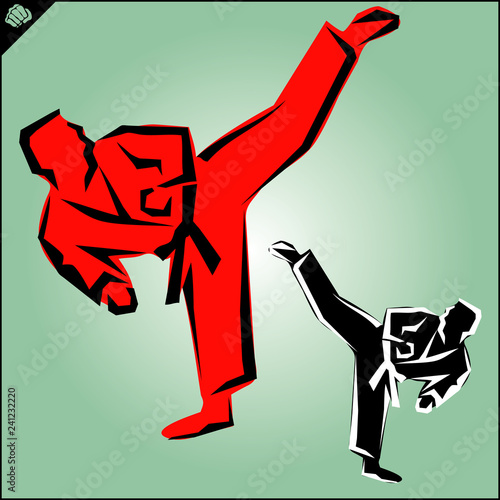 Martial art colored simbol design. Karate emblem.
