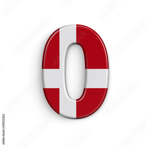 Denmark number 0 - 3d Danish flag digit - Suitable for Denmark, nordic culture or Caribbean related subjects