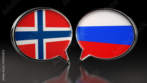 Free Download Norway and Russia flags with Speech Bubbles. 3D illustration - GFXLoad