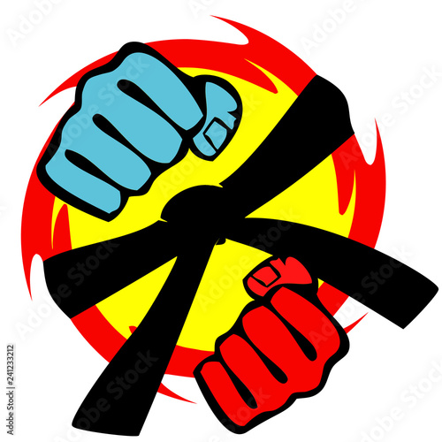 Martial art colored simbol design. Karate emblem.