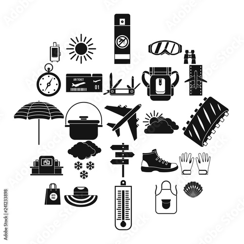 Expected vacation icons set. Simple set of 25 expected vacation vector icons for web isolated on white background