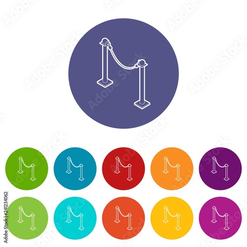 Barrier rope icons color set vector for any web design on white background