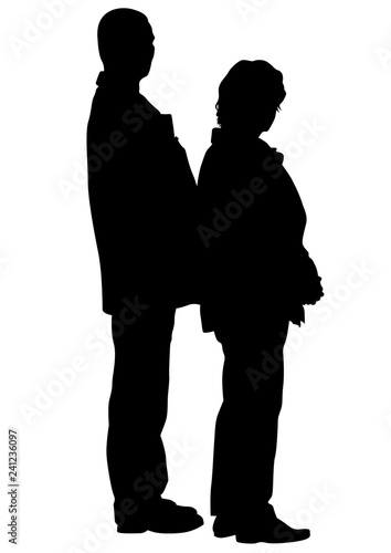 Elderly people walking on white background