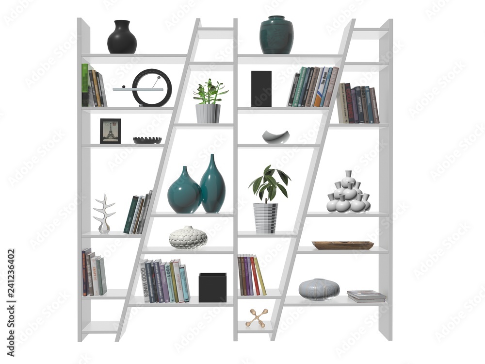 3d render of bookshelf
