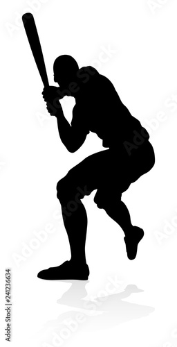 Baseball player in sports pose detailed silhouette
