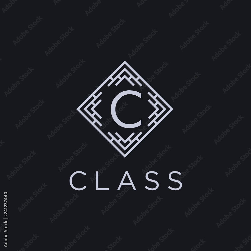 Premium linear shield monogram letter C logotype. Elegant crest leaf stamp icon vector logo. Luxury alphabet frame symbol. - Vector