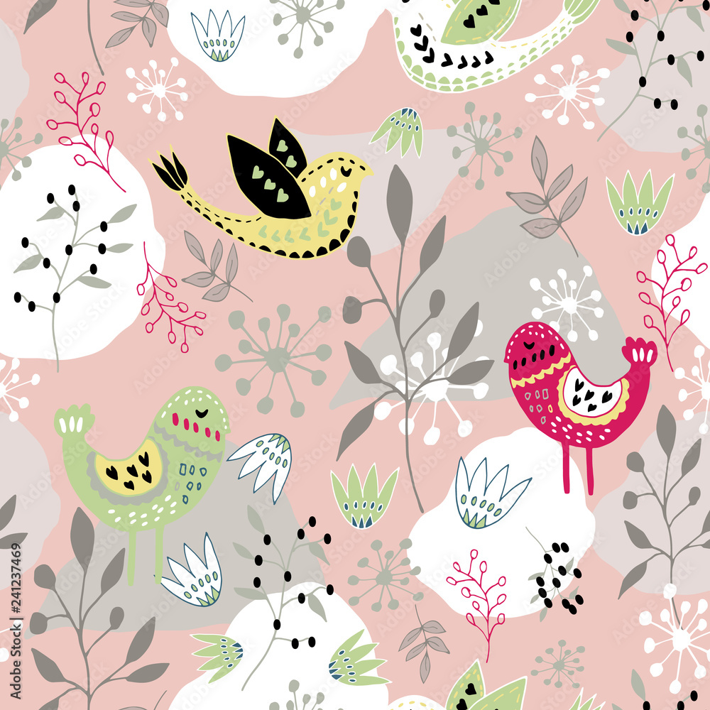 Folk Art Design of Fish Pattern Wallpaper Red Color Theme Stock  Illustration  Illustration of summer design 271806398