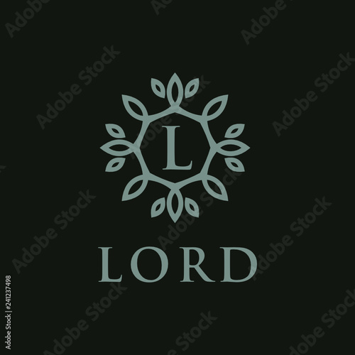 Premium linear shield monogram letter L logotype. Elegant crest leaf stamp icon vector logo. Luxury alphabet frame symbol. - Vector