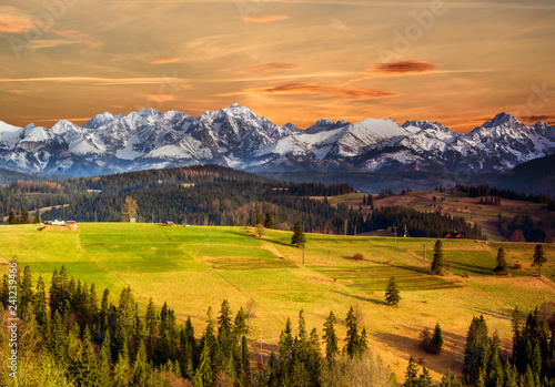Polish mountains Tatry at sunset