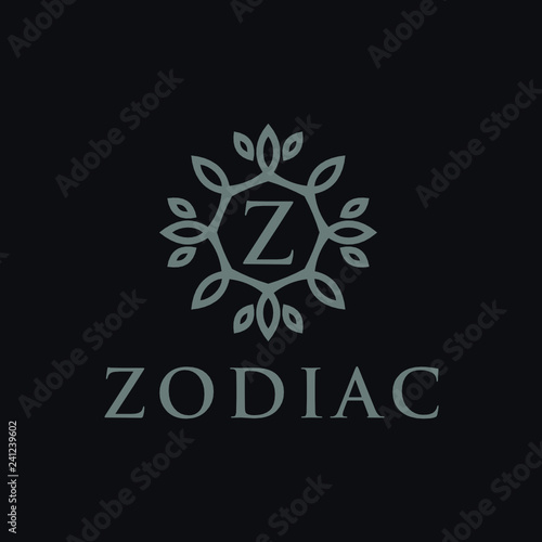 Premium linear shield monogram letter Z logotype. Elegant crest leaf stamp icon vector logo. Luxury alphabet frame symbol. - Vector