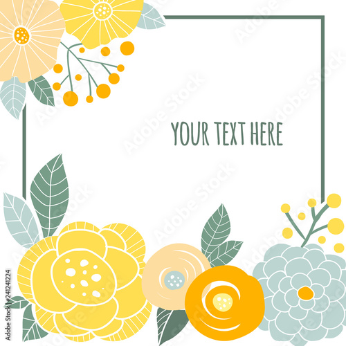 Doodle floral card with place for your text