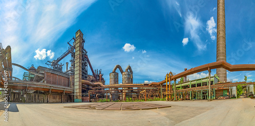 Disused blast furnace plant in Duisburg, Ruhr area district industry ruins photo