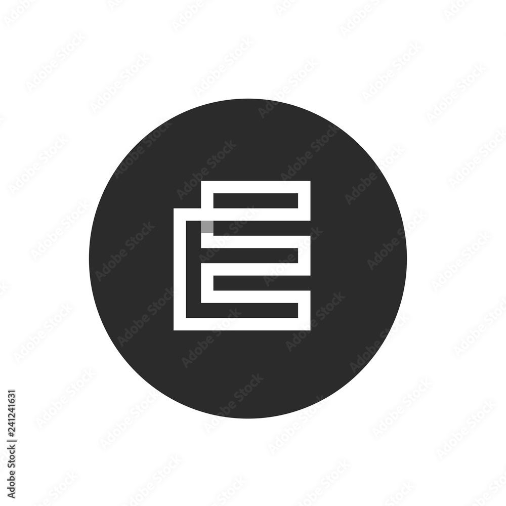 Modern Letter E Icon, Black Circle Icon Design Modern Letter E Icon, Black Circle Icon Design
