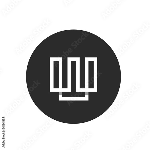 Letter W Minimalist Logo Template  Technology Vector Design  White Color on Black Circle Background