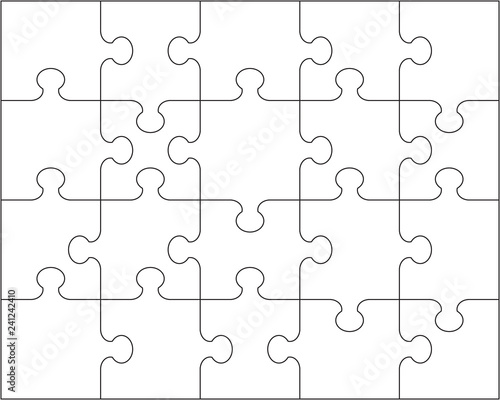 Illustration of separate parts of white puzzle