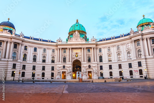 Hofburg in Vienna Austria, view from Michaelplatz with no people