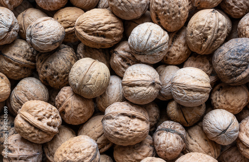 Dry walnuts background