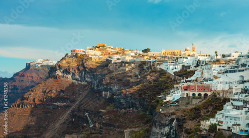 Fira village in Santorini, Greece during the day  © chronisyan