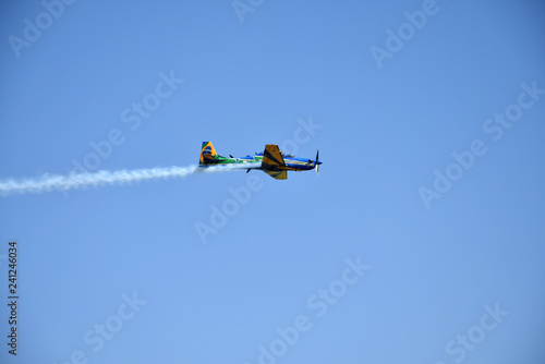 PIRASSUNUNGA, BRAZIL - May 13, 2017 - A-29 Super Tucano formation flight of Brazilian Smoke Squadron