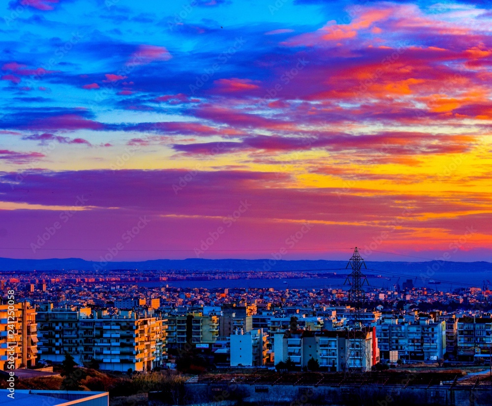 Fototapeta premium city sunset at the blue hour
