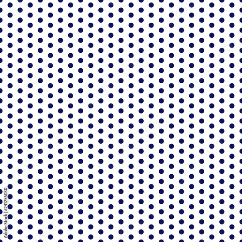 Polka Dots Seamless Pattern - Large navy blue polka dots on white background