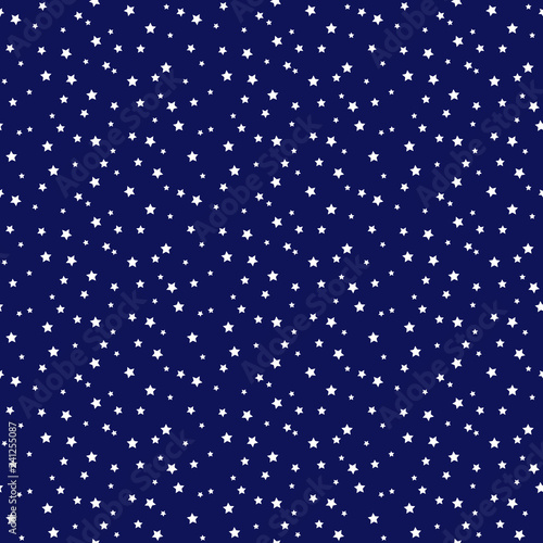 Confetti Stars Seamless Pattern - Tiny white confetti stars scattered over navy blue background