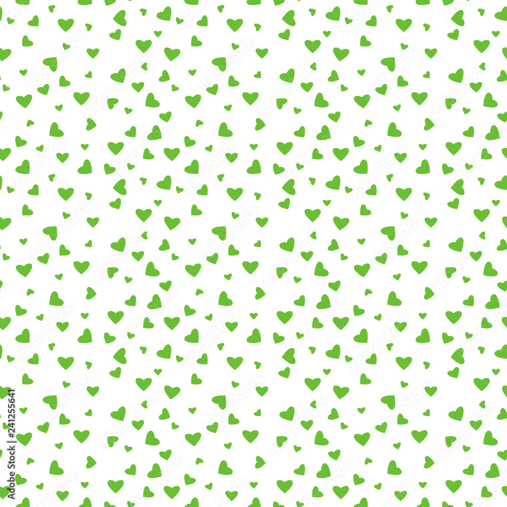 Hearts Confetti Seamless Pattern - Lime green confetti hearts scattered on white background Hearts Confetti Seamless Pattern - Lime green confetti hearts scattered on white background