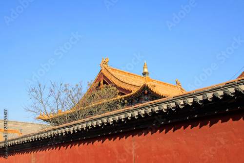 Glazed tile roof in a temple