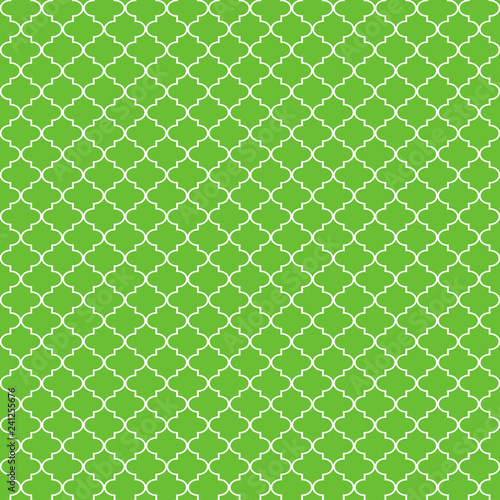 Quatrefoil Seamless Pattern - Graphic lime green and white quatrefoil or trellis design