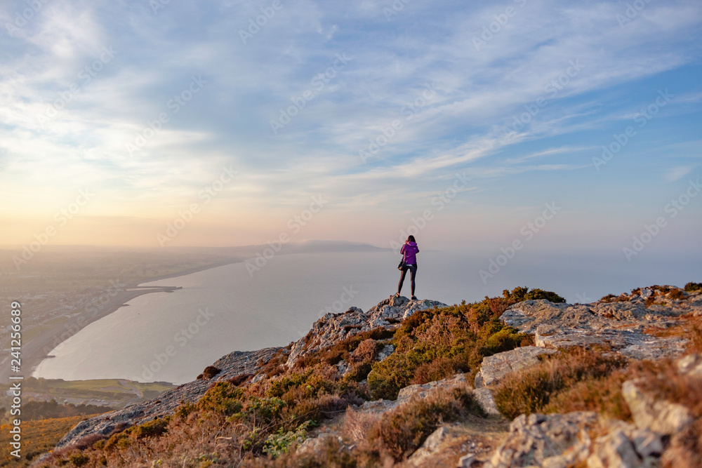 Fototapeta premium Sunset over Ireland seen from Wicklow Bray Head