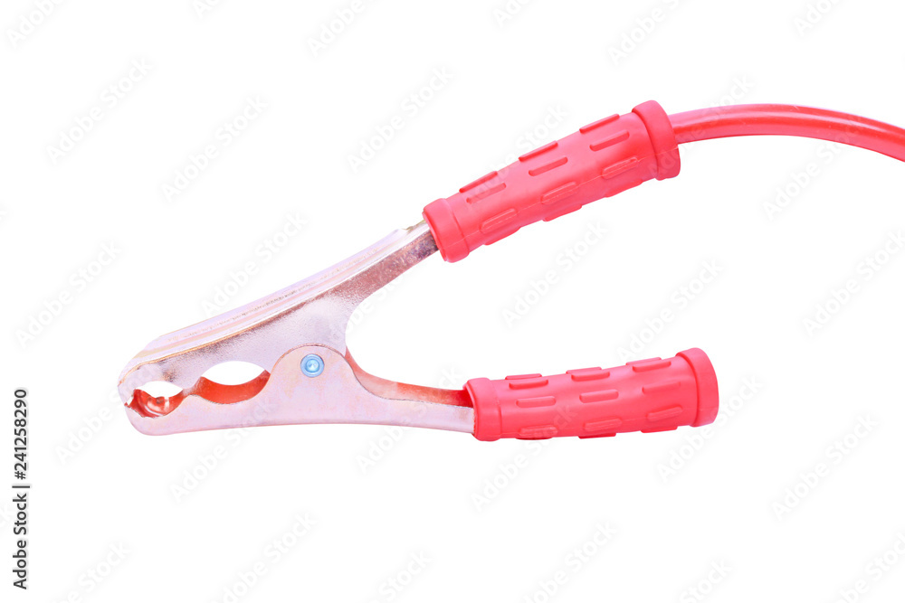 Red car battery charger tool isolated on white background with clipping path Red car battery charger tool isolated on white background with clipping path