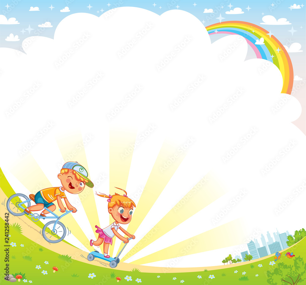 Naklejka premium Template for advertising brochure. Kids background for your design