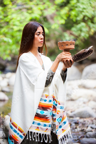 Native American Woman making a ritual