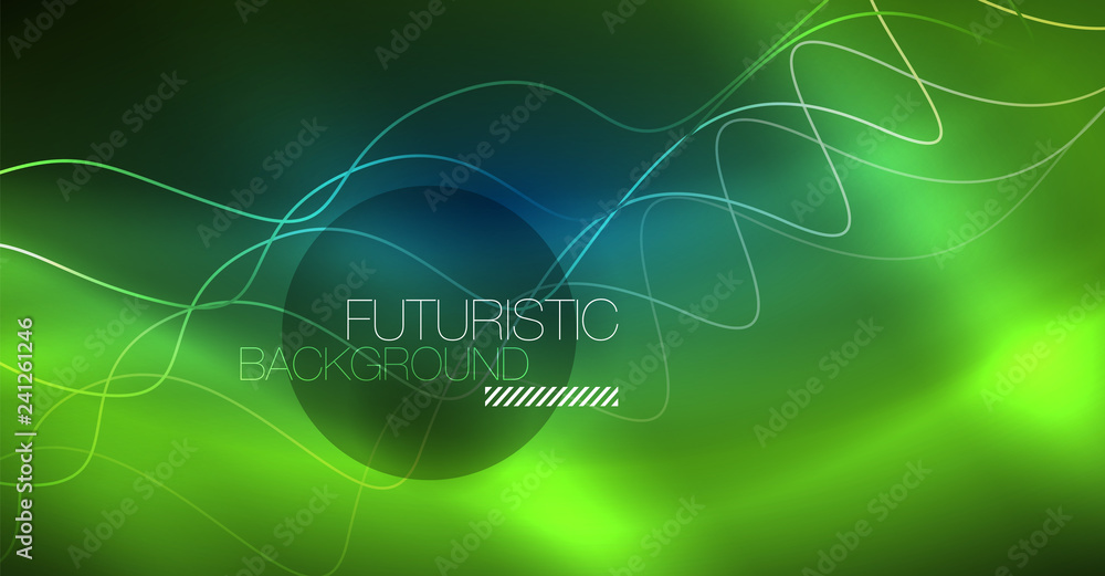 Glowing abstract wave on dark, shiny motion, Christmas and New Year magic space light. Techno abstract background Glowing abstract wave on dark, shiny motion, Christmas and New Year magic space light. Techno abstract background