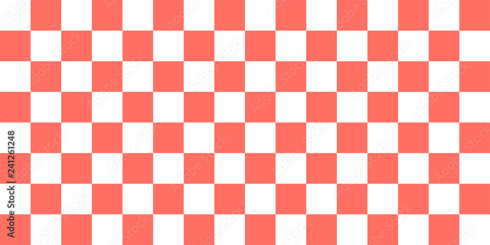 Pattern square seamless coral red and white colors. Checkered pattern  abstract background vector. Stock Vector | Adobe Stock