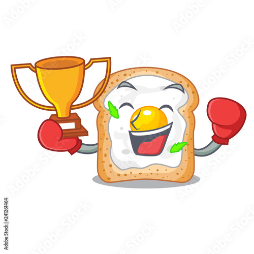 Boxing winner sandwich with egg isolated in mascot