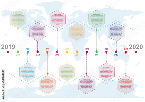 Modern business  process chart infographics template. Vector banner used for presentation and workflow layout diagram, web design. Monthly time infographic. Vector EPS10