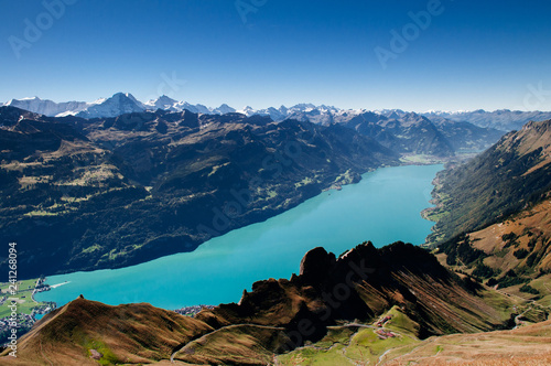 Swiss Alps and lake Brienz view from Brienzer Rothorn, Entlebuch, Switzerland