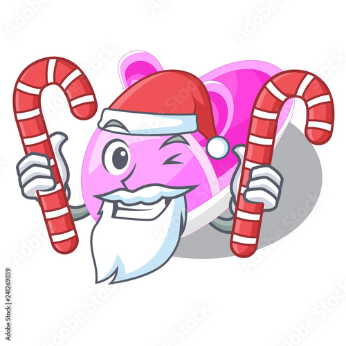 Santa with candy baby shoes isolated in the mascot