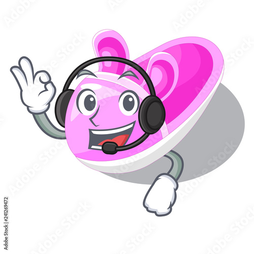 With headphone baby shoes isolated in the mascot