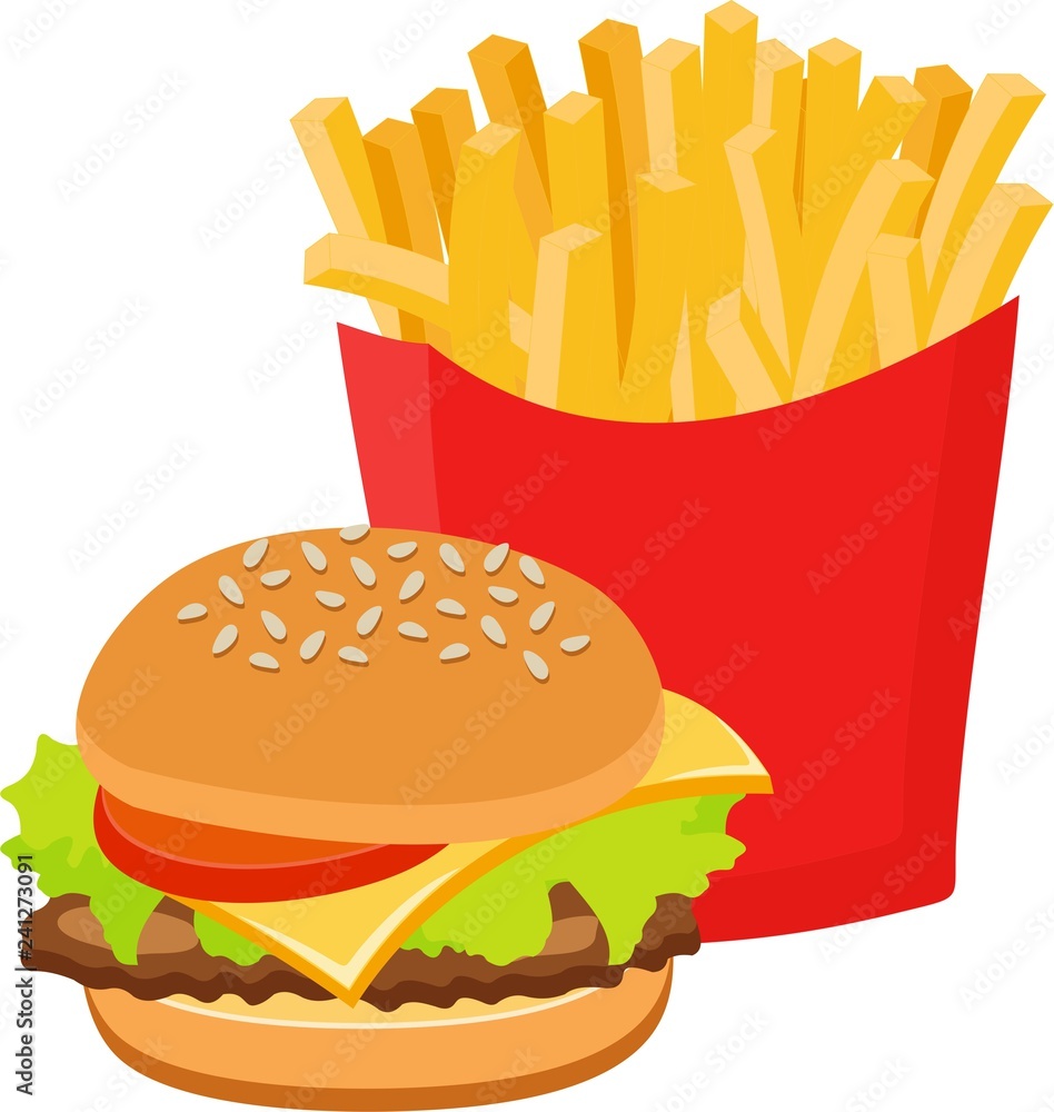 Cheeseburger And Fries Clipart