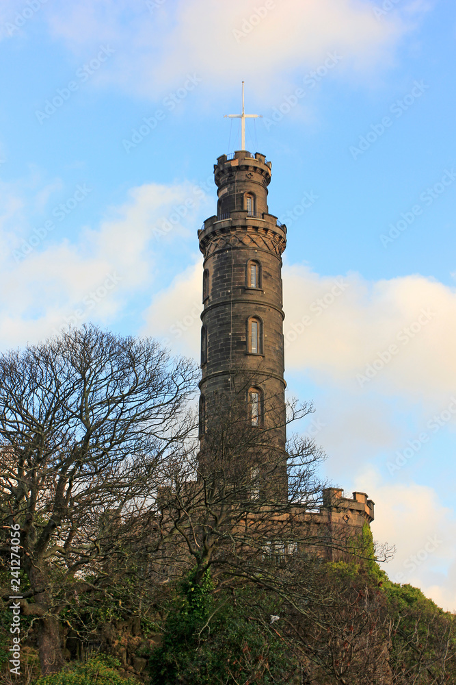 Nelson monument on Carlton Hill, Edinburgh, UK.