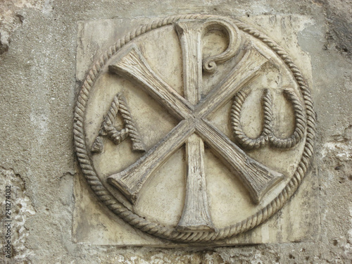 Chi-Rho or sigla the letters X and P representing the first letters of the title Christos