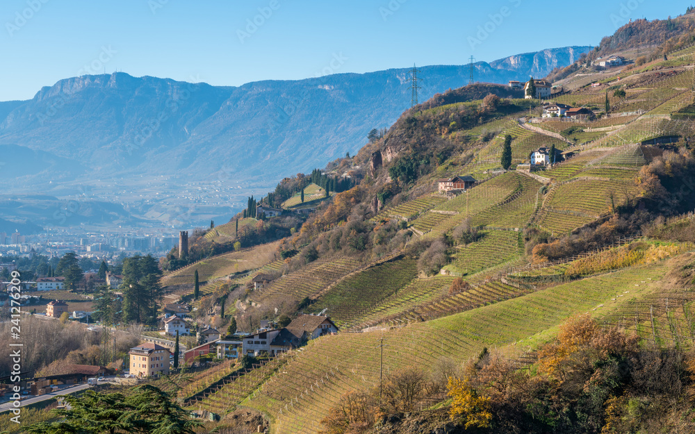 Idyllic landscape from San Genesio cableway. Trentino Alto Adige, Italy.