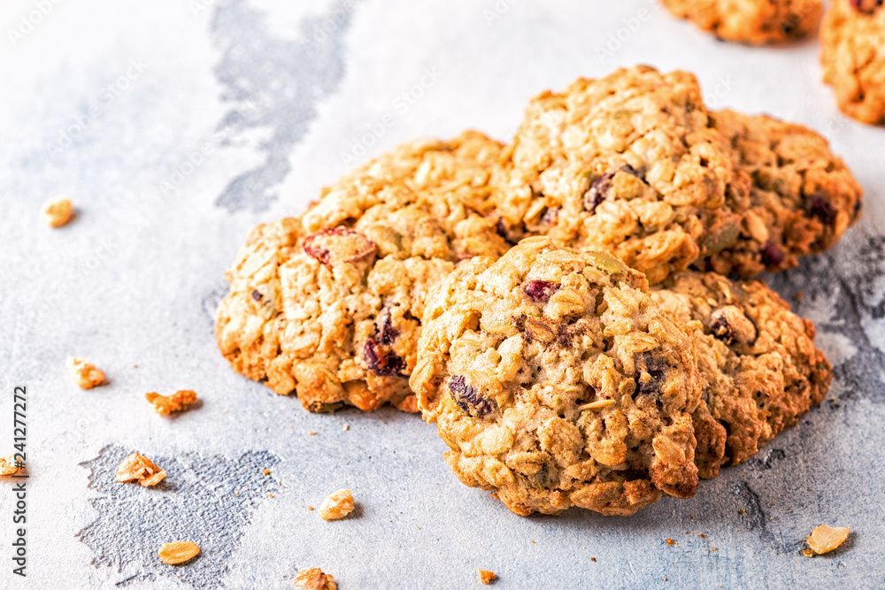 Homemade oatmeal cookies with cranberries. Homemade oatmeal cookies with cranberries.